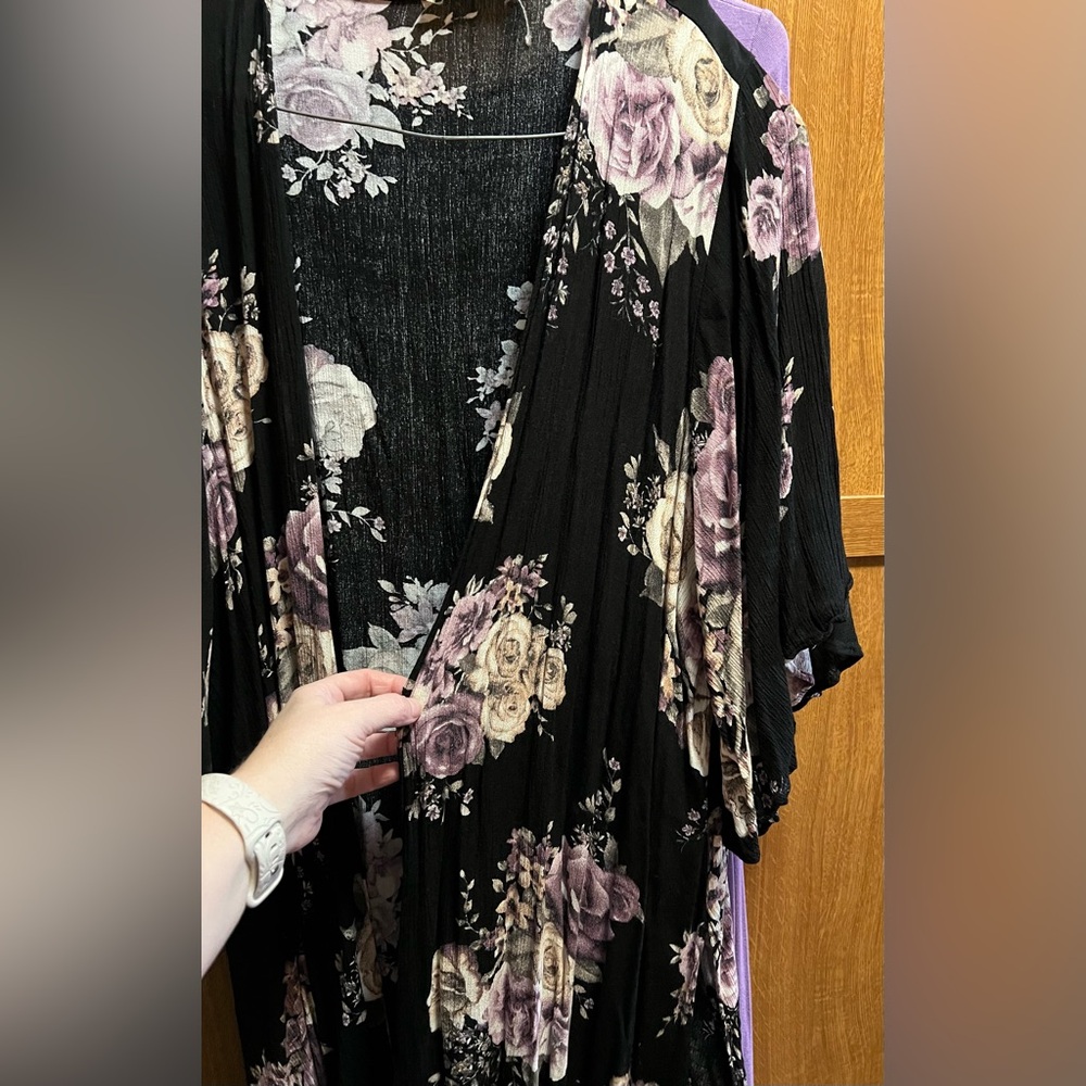 Floral Black Kimono Cardigan
